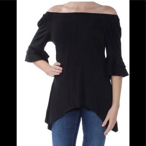 NY Collection Off Shoulder Handkerchief-Hem Top